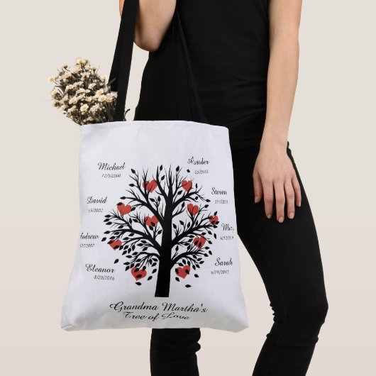 Individuelle Namen/Daten des Großmutter-Baums Tasche (Von Nahem)