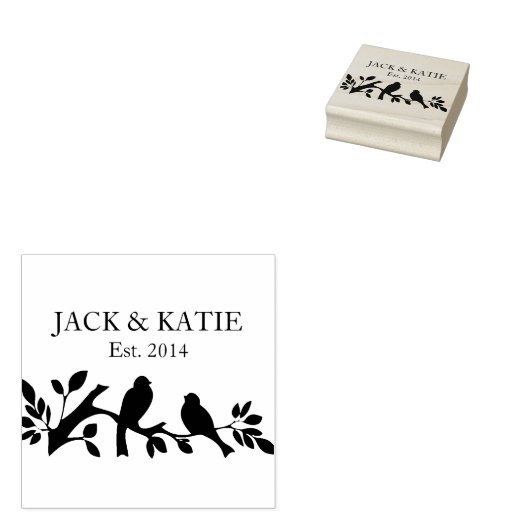 Individuelle Namen gehen mit Liebesvögeln auf Hoch Gummistempel (Stempel)