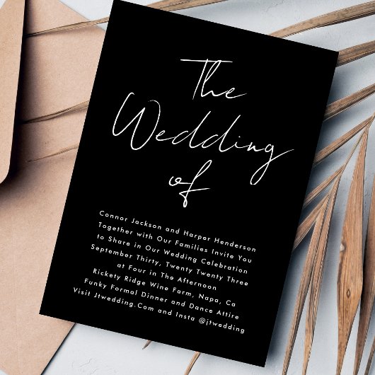 Individuelle Namen Moderne Weiß & Schwarz Die Hoch Einladung