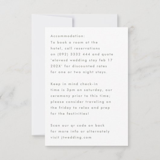 Individuelle Namen Moderne Zimmer Unterkunft RSVP Karte (Rückseite)