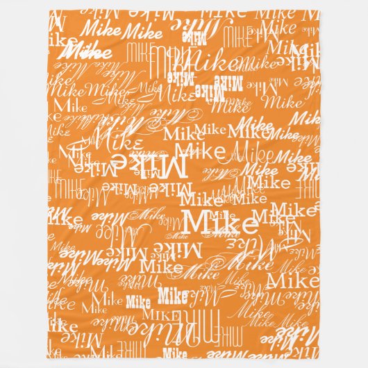 Individuelle Namen Muster auf orangefarbenen Farbe Fleecedecke (Vorderseite)