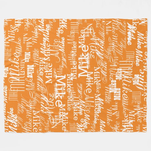 Individuelle Namen Muster auf orangefarbenen Farbe Fleecedecke (Vorderseite (Horizontal))