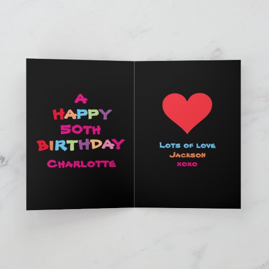 Individuelle Namen & Termine zum Geburtstag Karte (Innenseite)