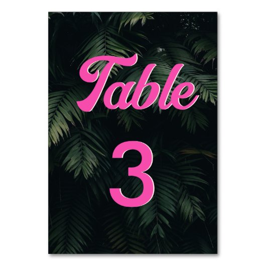 Individuelle Neon Tropical Pink Moderne Tischnumme Tischnummer (Rückseite)