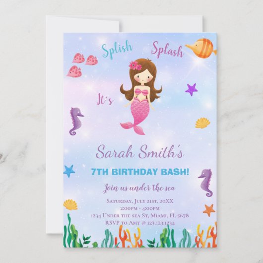 Individuelle Ocean Theme Party Card Einladung (Vorderseite)