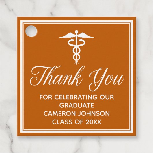 Individuelle Orange Medical School Graduation Part Geschenkanhänger (Vorderseite)