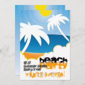 Individuelle Party Einladung am Strand (Vorne/Hinten)
