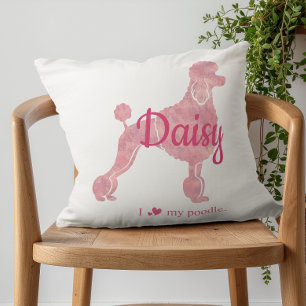 Individuelle Pastellrosa Pudel-Silhouette Kissen 