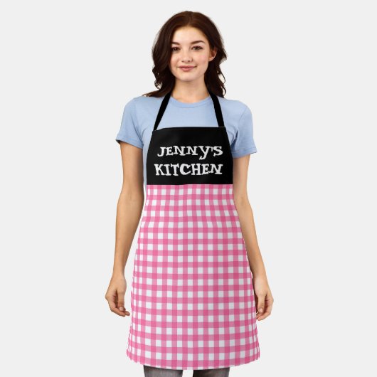 INDIVIDUELLE PINK GINGHAM KÜCHENSCHÜRZE SCHÜRZE (Getragen)