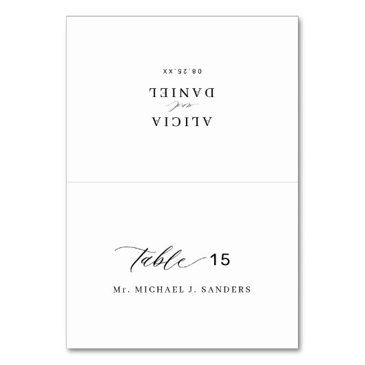 Individuelle Platzkarte für den einzelnen Gastname Tischnummer (Vorderseite)