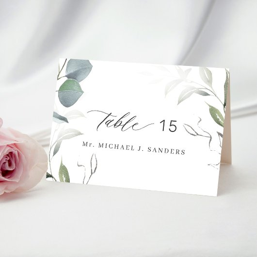 Individuelle Platzkarte für den einzelnen Gastname Tischnummer