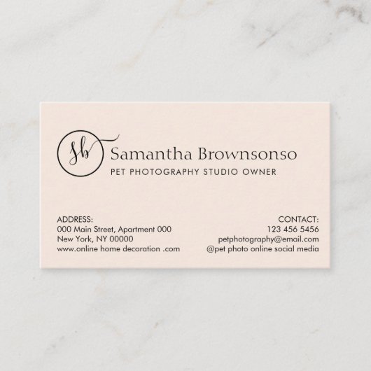 Individuelle Portrait Pet Fotografie Visitenkarte (Vorderseite)