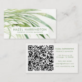 Individuelle QR-Code Scannable Watercolor-Blätter Visitenkarte (Vorne/Hinten)
