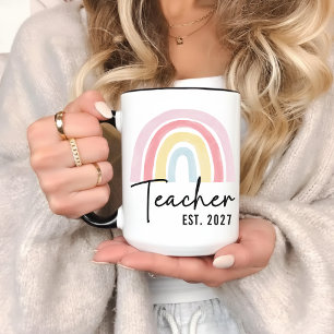 Individuelle Regenbogen-Kaffeetasse für Lehrer und Tasse
