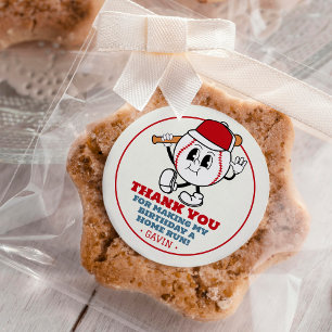 Individuelle Retro Baseball Geburtstagsparty Danke Runder Aufkleber