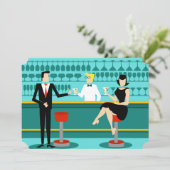 Individuelle Retro Cocktail Lounge Einladung (Stehend Vorderseite)