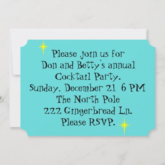 Individuelle Retro Cocktail Lounge Einladung (Rückseite)