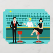 Individuelle Retro Cocktail Lounge Einladung (Vorne/Hinten)