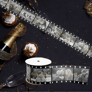 Individuelle Retro-Filmstreifen-Foto-Geburtstagsge Satinband