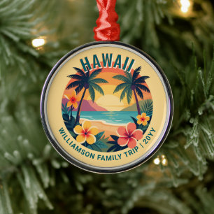 Individuelle Retro-Hawaii-Tropen-Urlaubs-Familienr Ornament Aus Metall