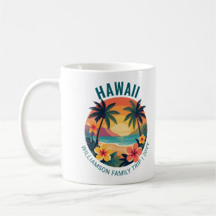 Individuelle Retro-Hawaii-Tropenferien Familienrei Kaffeetasse