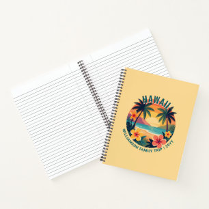 Individuelle Retro-Hawaii-Tropenferien Familienrei Notizblock