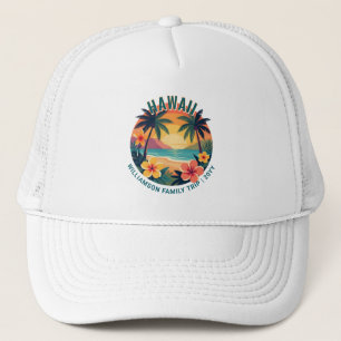 Individuelle Retro-Hawaii-Tropenferien Familienrei Truckerkappe