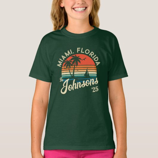 Individuelle Retro Sonnenuntergang Familie Beach U T-Shirt (Vorderseite)