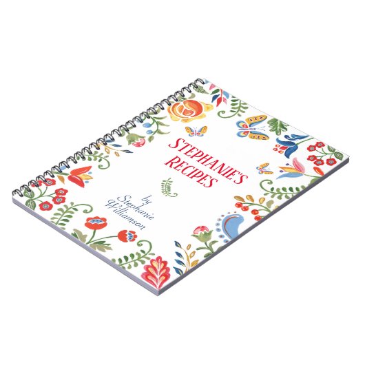 Individuelle Rezeption Notebook Folk Art Blume per Notizblock (Linke Seite)