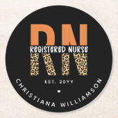 Individuelle RN-Registrierung für Leopardenleopard Runder Pappuntersetzer (Vorderseite)