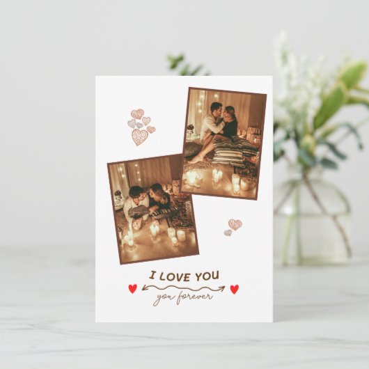 Individuelle Romantik 2 Foto Ferienkarte (Stehend Vorderseite)