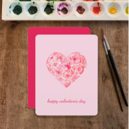 Individuelle Rose Wasserfarbe Herzstück Valentinst Feiertagskarte