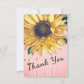 Individuelle Rustikale Chic Sonnenblumen Barnholz Dankeskarte (Rückseite)