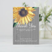 Individuelle Rustikale Chic Sonnenblumen Barnholz Dankeskarte (Stehend Vorderseite)