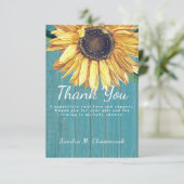 Individuelle Rustikale Chic Sonnenblumen Barnholz Dankeskarte (Stehend Vorderseite)