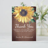 Individuelle Rustikale Chic Sonnenblumen Barnholz Dankeskarte (Stehend Vorderseite)