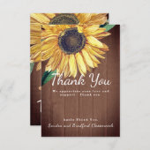 Individuelle Rustikale Chic Sonnenblumen Barnholz Dankeskarte (Vorne/Hinten)