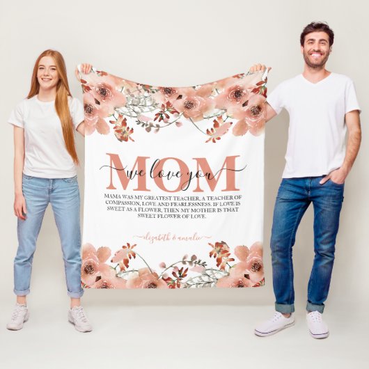 Individuelle rustikale Pfirsichbraun Blume Fleecedecke (Beispiel)