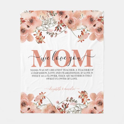 Individuelle rustikale Pfirsichbraun Blume Fleecedecke (Vorderseite)