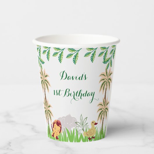 Individuelle Safari Geburtstagsparty Pappbecher (Vorderseite)