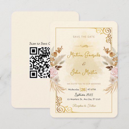 Individuelle Save-the-Date-Hochzeitseinladung mit Save The Date (Vorne/Hinten)