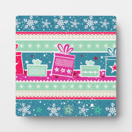 Individuelle Schneeflocken und Geschenke Fotoplatte