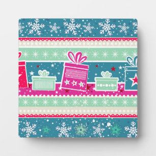Individuelle Schneeflocken und Geschenke Fotoplatte