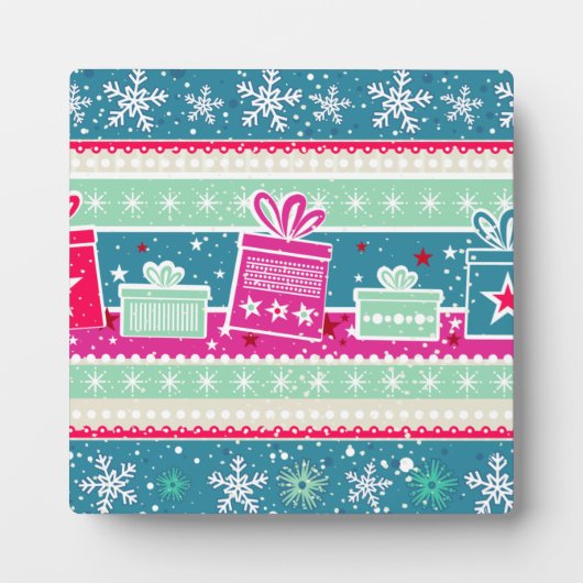 Individuelle Schneeflocken und Geschenke Fotoplatte (Vorderseite)