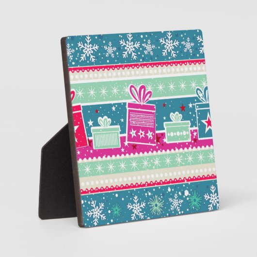 Individuelle Schneeflocken und Geschenke Fotoplatte (Vorderseite)