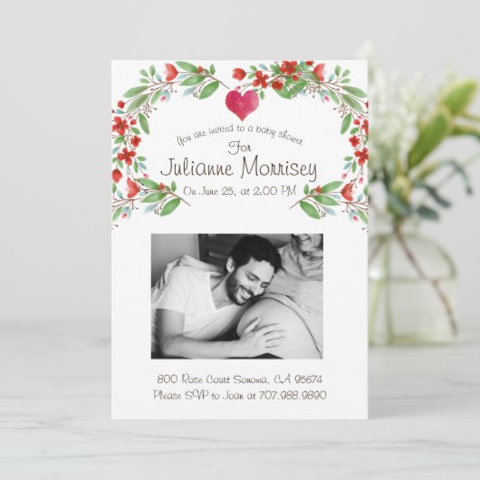 Individuelle Schwangere Mama Baby Bump Foto Babydu Einladung (Stehend Vorderseite)