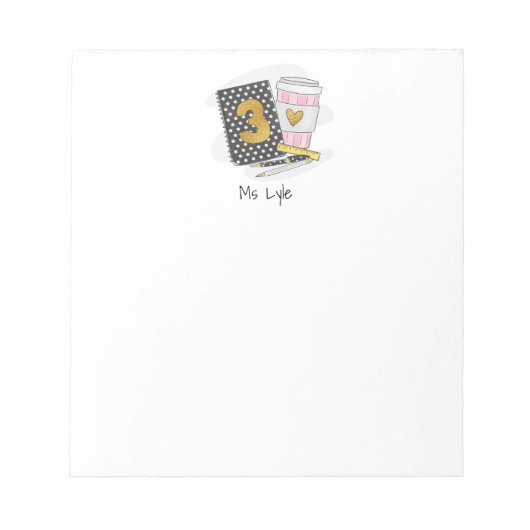 Individuelle Schwarz-Dritte-Klasse-Lehrer-Bewertun Notizblock (Vorderseite)