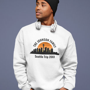 Individuelle Seattle-Reise Skyline Sonnenuntergang Sweatshirt