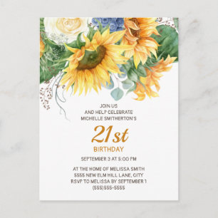 Individuelle Sonnenblumen Eukalyptus 21. Geburtsta Postkarte