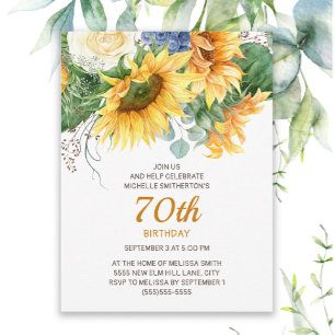 Individuelle Sonnenblumen Eukalyptus 70. Geburtsta Postkarte